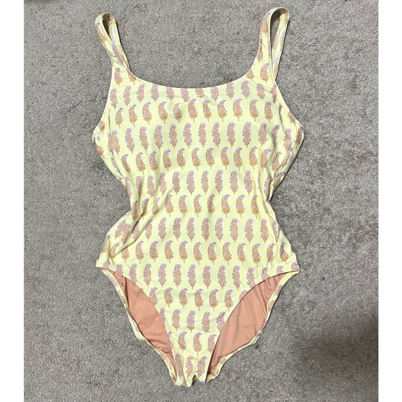 J.Crew x SZ Blockprints Size 12 Yellow One Piece Swimwear Swimsuit NEW - Picture 3 of 13